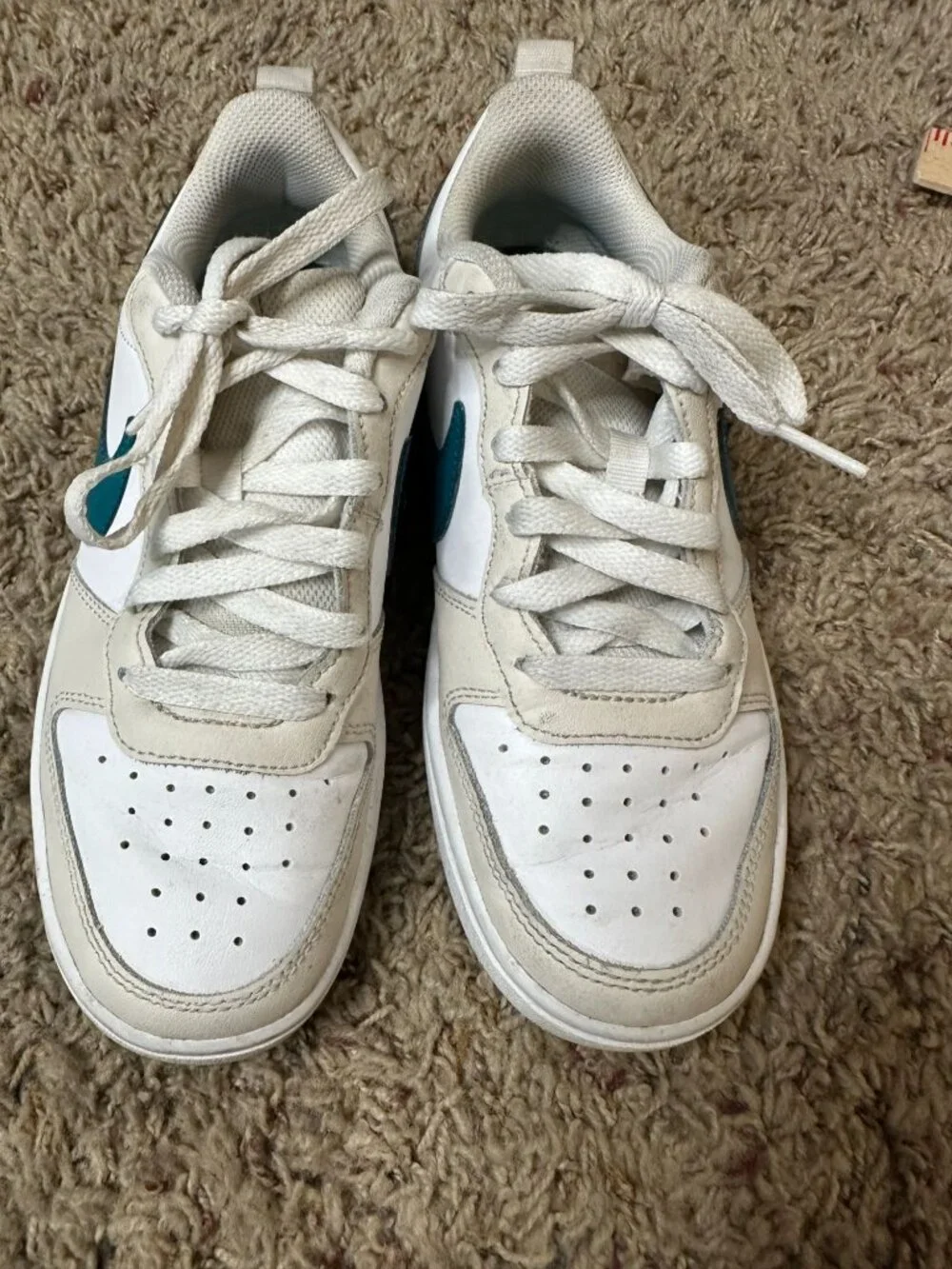 Nike Court Borough Low 2 Youth 4Y Sneakers White/Teal BQ5448-017 athletic Shoes